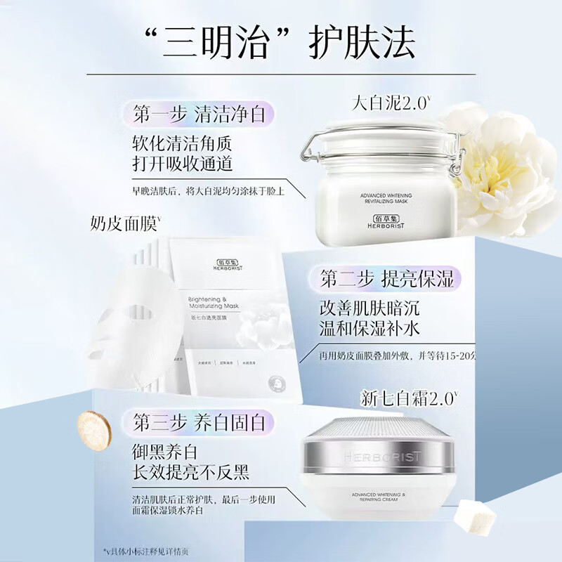 佰草集新七白大白泥面膜美白淡斑去角质涂抹式面膜护肤面膜 中白泥260g