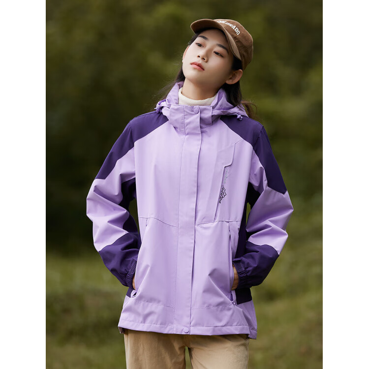 德尔.默克(Delmerk)山系冲锋服男女上衣三合一可拆卸两件套防寒滑雪登山服团购定制 女-抓绒两件套白色 XL