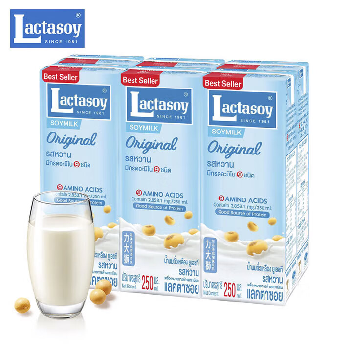 力大狮（Lactasoy）豆奶 泰国进口豆奶 植物奶儿童营养早餐奶原味250ml*6