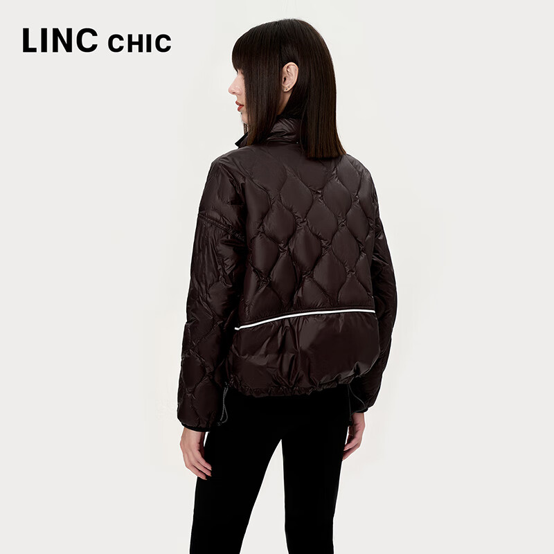 金羽杰90鸭绒春秋季新品轻薄羽绒服女士短款立领外套商场同款Y24801069 暗夜棕咖 M 适合120斤以下