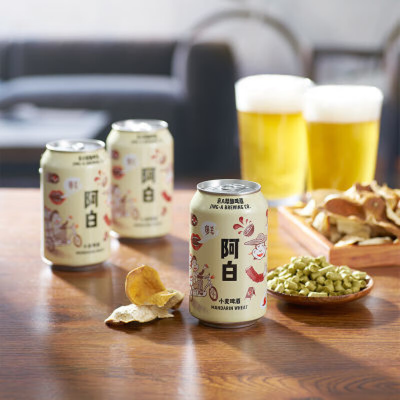 京A阿白小麥比利時(shí)風(fēng)味國(guó)產(chǎn)精釀啤酒330ml*12罐新鮮日期聚餐暢飲 * 330mL 12罐