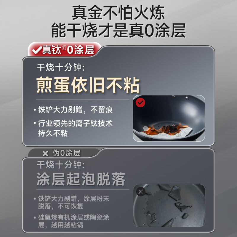 好管家炒锅不粘锅燃气电磁炉专用炒菜锅纯有钛无涂层不粘锅32cm 真钛0涂层不粘炒锅 32cm