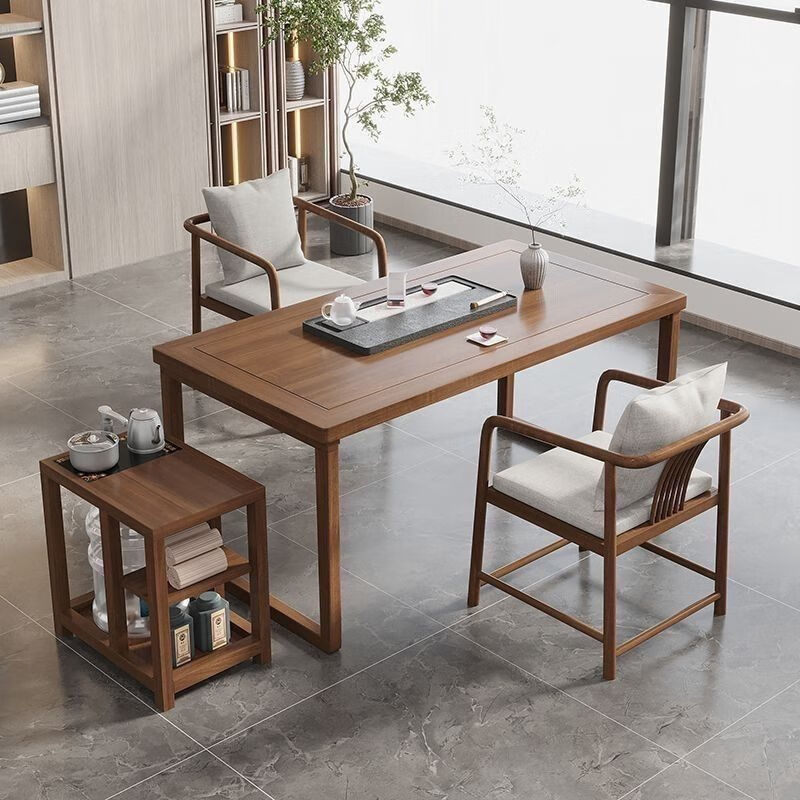 定舟中式阳台茶桌干泡台阳台小茶桌茶几办公室商用办公桌椅组合一整套 单桌：100*60*75*5