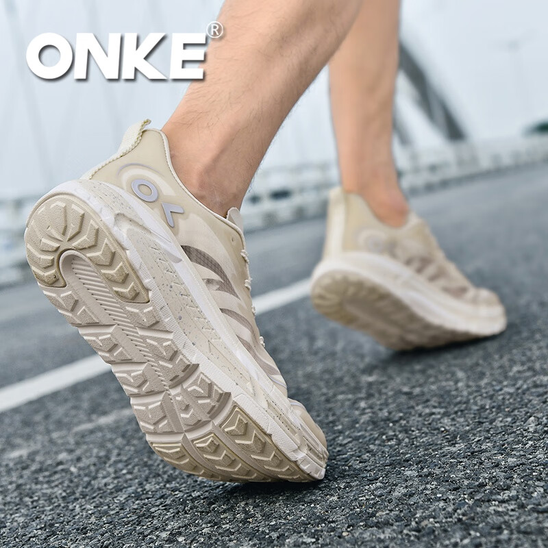 ONKE德国欧克2026年新款运动鞋男鞋透气轻便网面减震情侣休闲跑步鞋子 象牙白 38