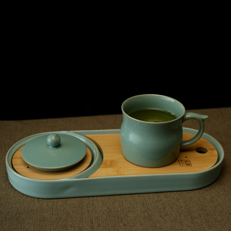 汝誉天下汝窑茶具茶杯办公杯会议杯玉龙杯清凉寺汝官窑泡茶杯汝州汝瓷开片 玉龙杯