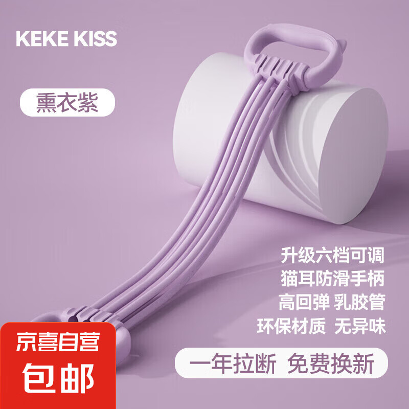 拉力器女健身拉力带阻力开背带高弹扩胸瑜伽美背神器瘦身练背神器 熏衣紫-【六管高弹力拉力器】