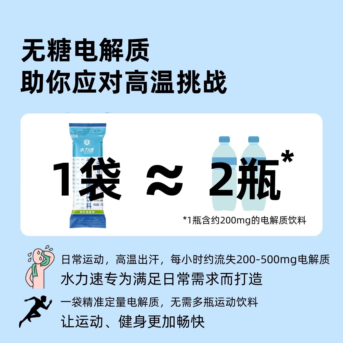 水力速无糖电解质水冲剂运动饮料维生素0糖0脂补盐分能量 【5包】（5口味各1包/可备注口味) 3g*80袋