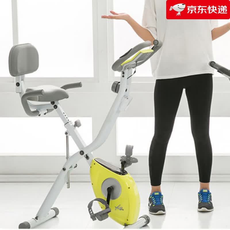 雷克【新品】 折叠动感单车磁控健身车室内脚踏自行车家用小型运 柠檬黄(带心率)_不带拉绳