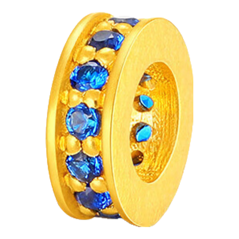 千葉珠寶足金合成立方氧化鋯莫桑石串珠風(fēng)格活力情人節(jié)禮物 足金藍(lán)色鋯石吊墜 金重約0.47g/含工費