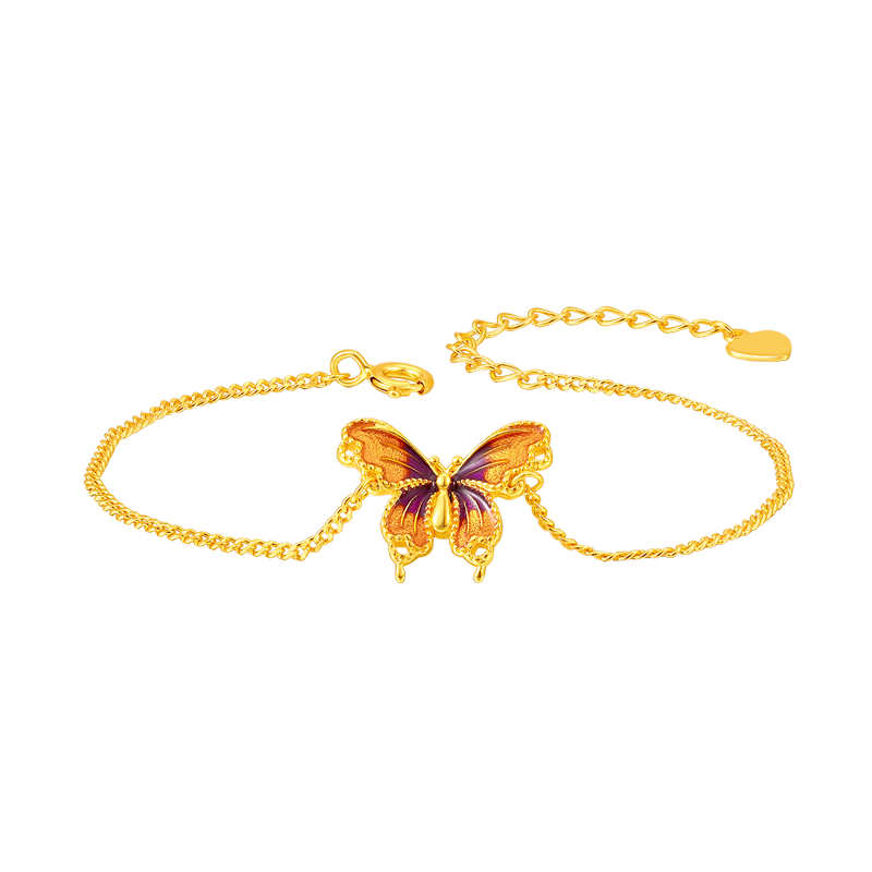 夢金園S925蝴蝶手鏈女輕奢純銀手飾成人禮物18歲女孩生日禮物高級感閨蜜 蝴蝶琺瑯手鏈