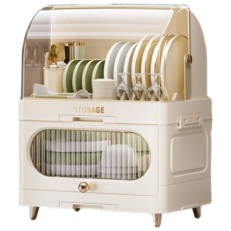 品喻（PINYU）厨房碗架碗筷收纳盒家用带盖放餐具装碗箱碟盘沥水置物架塑料碗柜