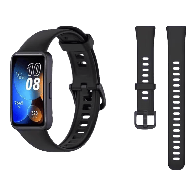 适用华为手环11/10表带官款硅胶表带watch智能运动腕带HUAWEI新款八代band卡扣替换带男女生nfc潮 【官款硅胶】黑色 适用:华为手环8/9/10NFC