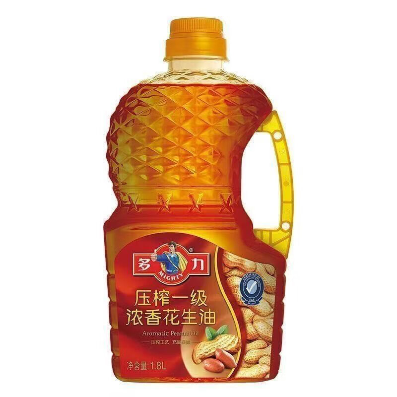 多力25年1月產多力壓榨一級花生油1.8L*1 桶濃香食用油家用 1桶