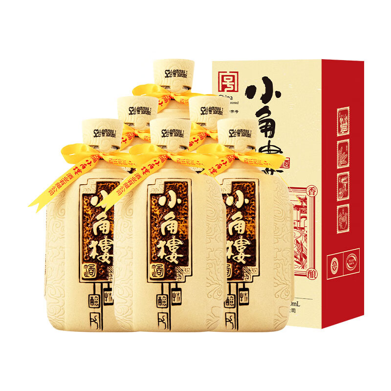 小角楼1958 固态纯粮五粮浓香型白酒口粮酒送礼礼盒装 52度四川粮食酒 52%vol 500mL 6瓶 升级版