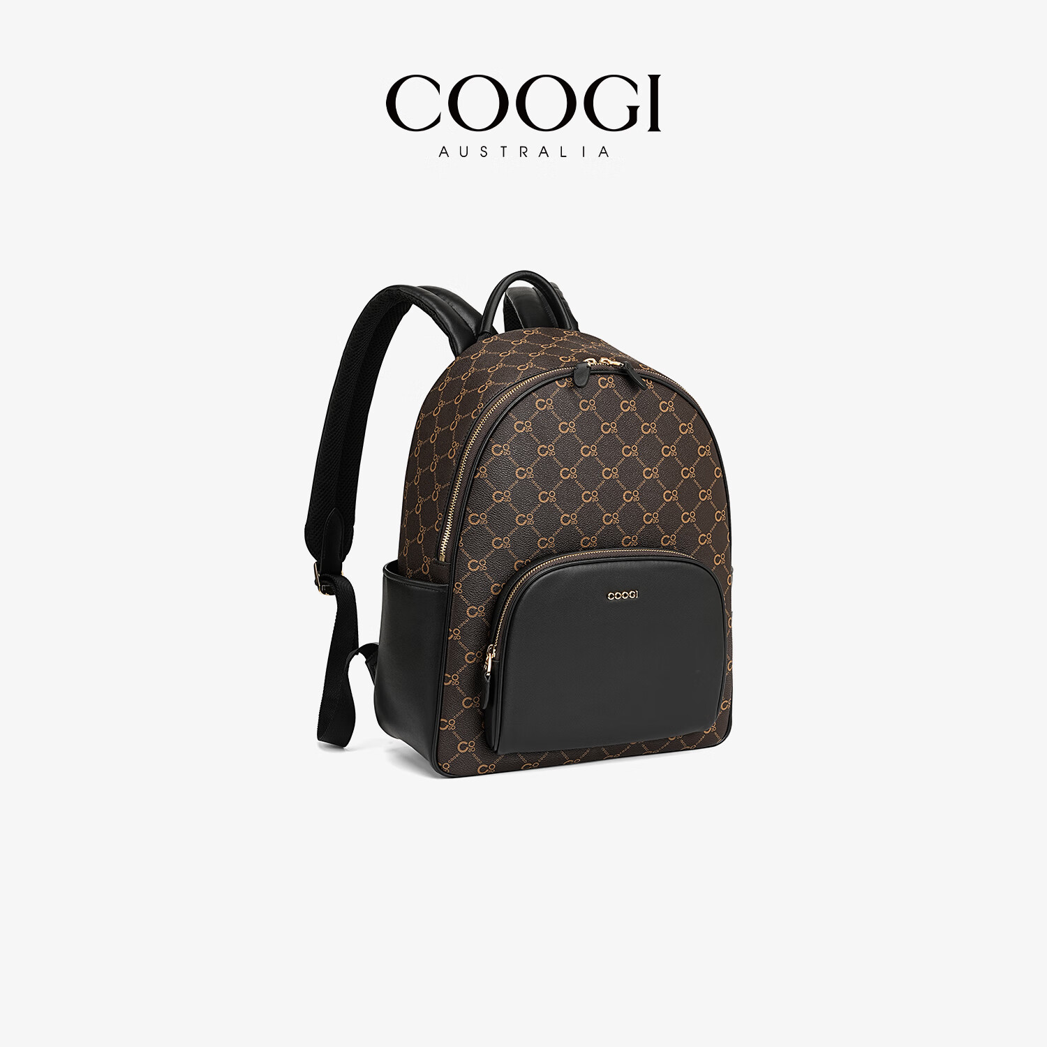 COOGI双肩包男士背包休闲商务笔记本电脑包大容量登山包旅行包羽毛球包 棕色 31*39*17CM