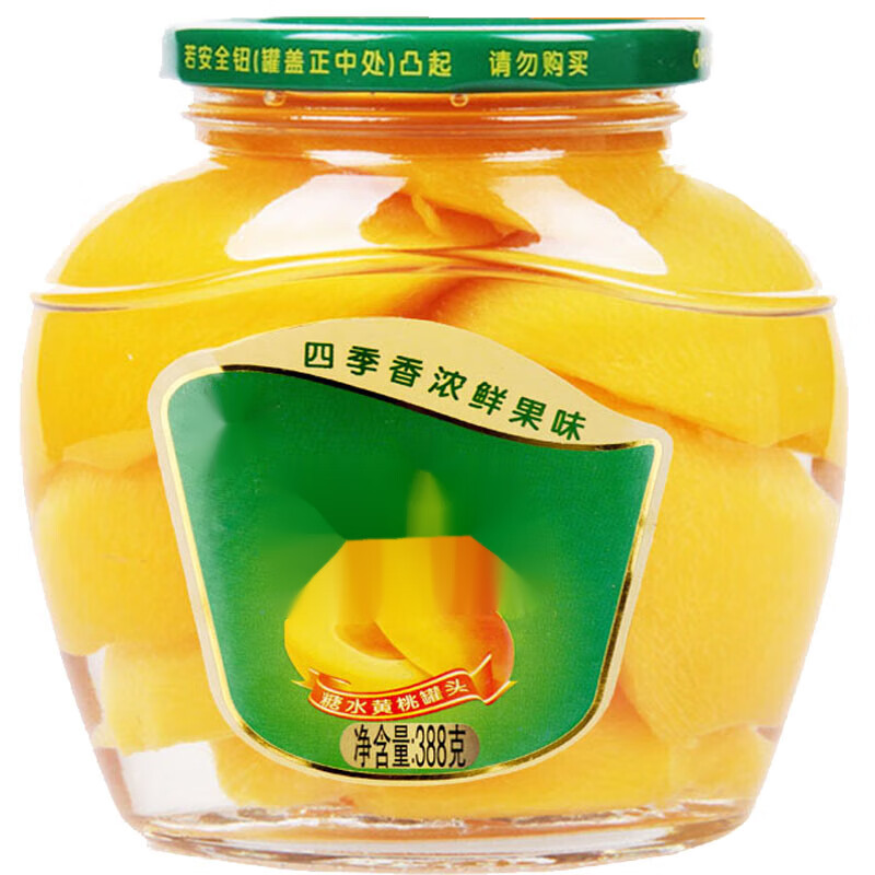 蒙水 黄桃罐头388克对半水果黄桃糖水罐头玻璃瓶休闲零食平邑临 随意
