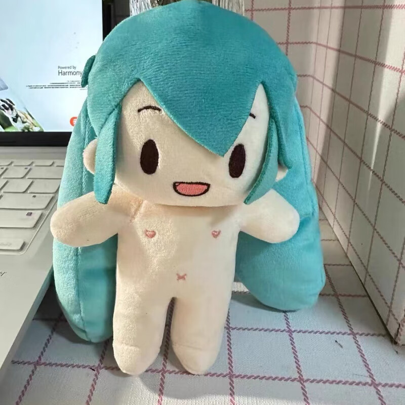 执爱fufu玩偶初音未来15cm可爱棉花娃娃毛绒公仔礼物可换装 绿音【15cm无骨】【仅娃娃无衣服