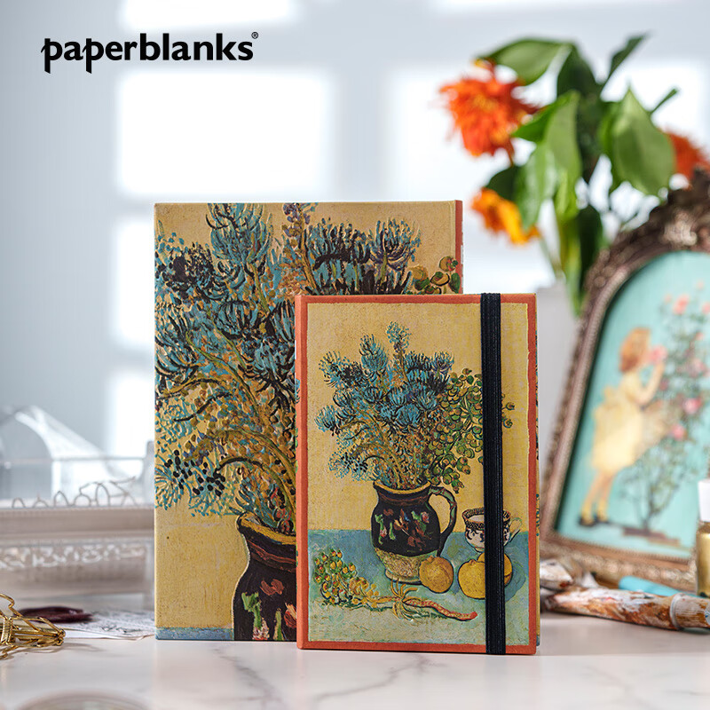 paperblanks佩兰克笔记本本子梵高的静物花卉日记本高颜值送同学同事手账本手帐记事本学生文具生日礼物 【硬壳绑带】大本/空白