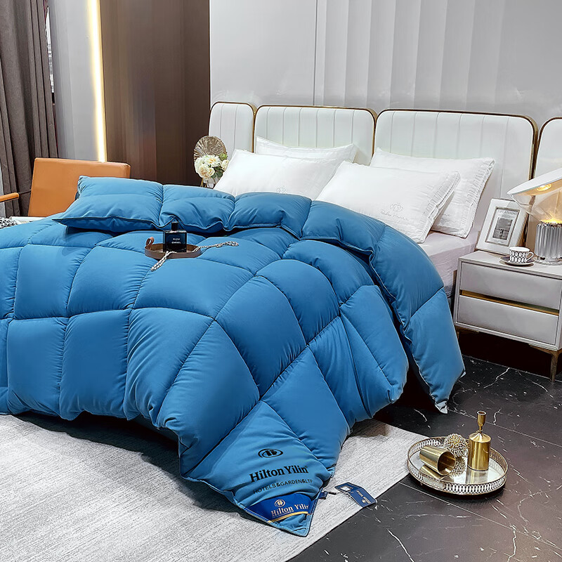 浪莎(LangSha)A类羽丝绒被95鹅毛绒被冬被加厚保暖鸭丝绒被6-10斤秋冬被子被芯 宾利蓝【抗寒保暖 混带95白鹅绒】 150*200cm8斤【室温0-5℃】