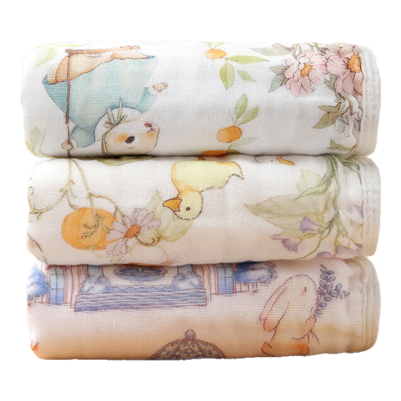 无印良品儿童毛巾3条装7A抗菌纯棉毛巾童巾6层纱布巾柔软亲肤方巾口水巾