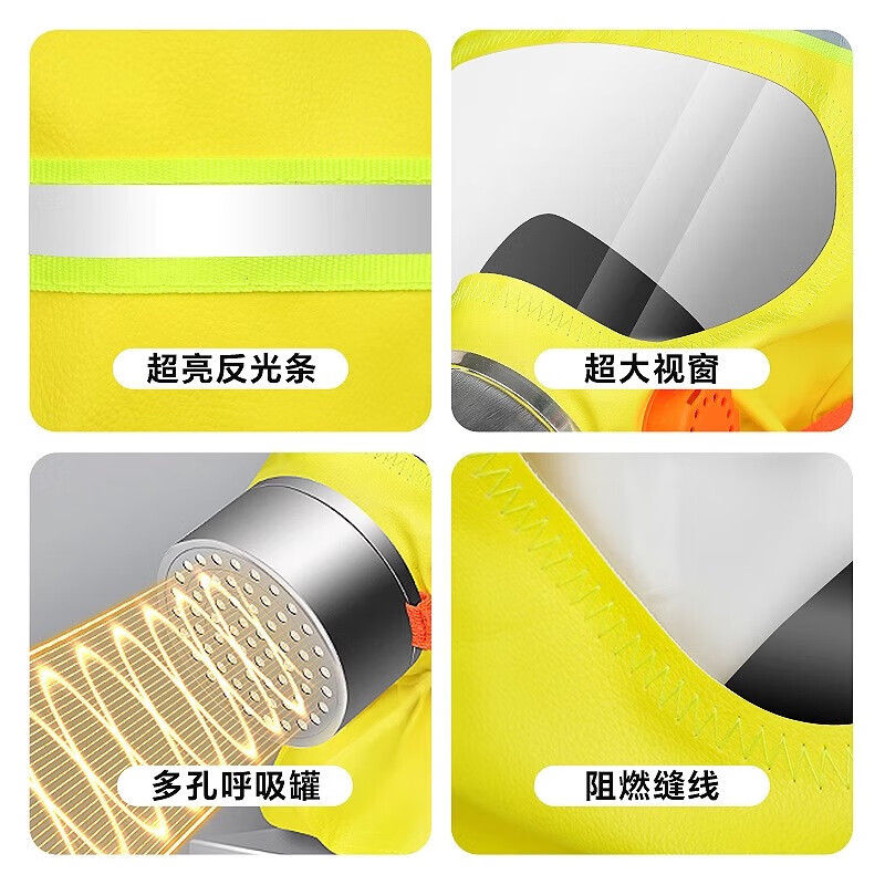 趣行消防面罩防烟防毒面具国家消防3C认证过滤式自救呼吸器消防器材 【免拔赛】披肩款火灾逃生面具