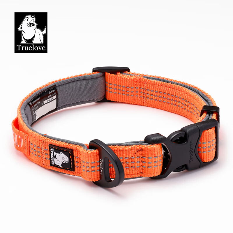TRUELOVE項(xiàng)圈狗狗脖圈狗圈小型犬中型大型犬金毛脖套頸圈寵物用品 桔色 S(25-35cm，寬1.5cm)建議3-8kg選