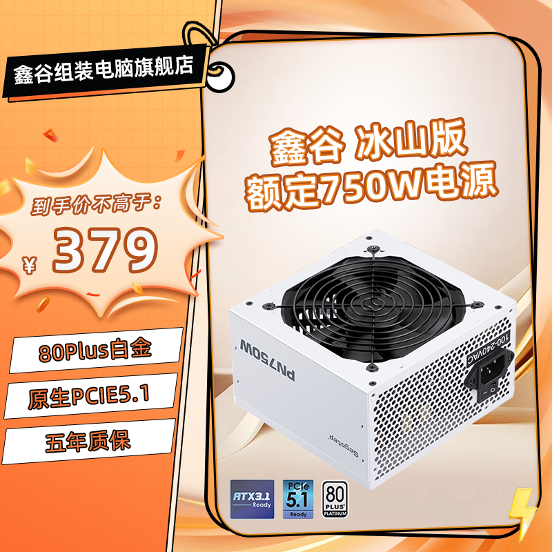 鑫谷（segotep）鑫谷PN系列额定750W 650W白金直出电源ATX3.1 PCIE5.1台式机组装机电脑电源 PN750W冰山版【ATX3.1白金直出】