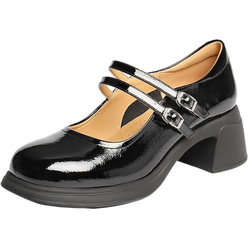 ������Belle������˫����������ЬŮ2025�����̳�ͬ��ţƤ�߸���Ь3A616CQ5 ��ɫ 38