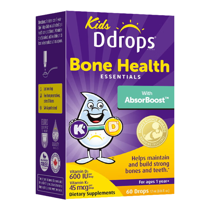 Ddrops��׿˼ Ӥ�׶�ͯά����d3k2�μ�vd3 1��-18�� 1.7ml 600IU+k2 276Ԫ��2��(��138Ԫ/��)