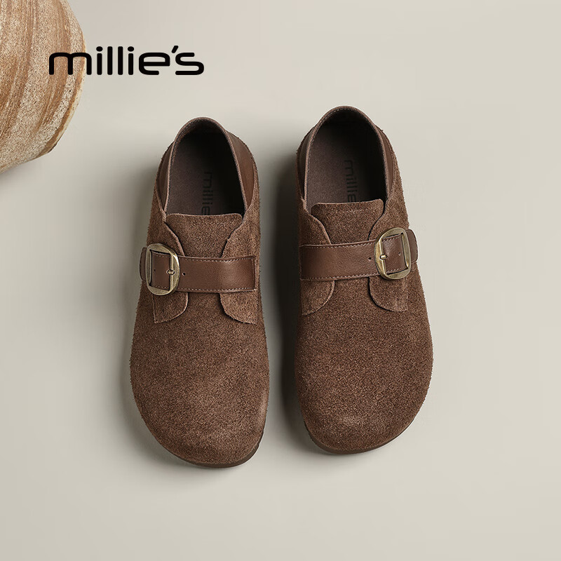 妙丽乐福鞋女平底真皮浅口复古时尚2025夏季新款百搭潮流休闲小皮鞋 棕色 37 (235mm) 标准码