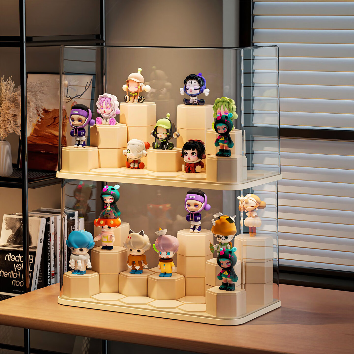 KAMAN盲盒展示架收纳亚克力透明防尘手办展示柜玩具积木泡泡玛特展示盒 特大【积木块15个】2套