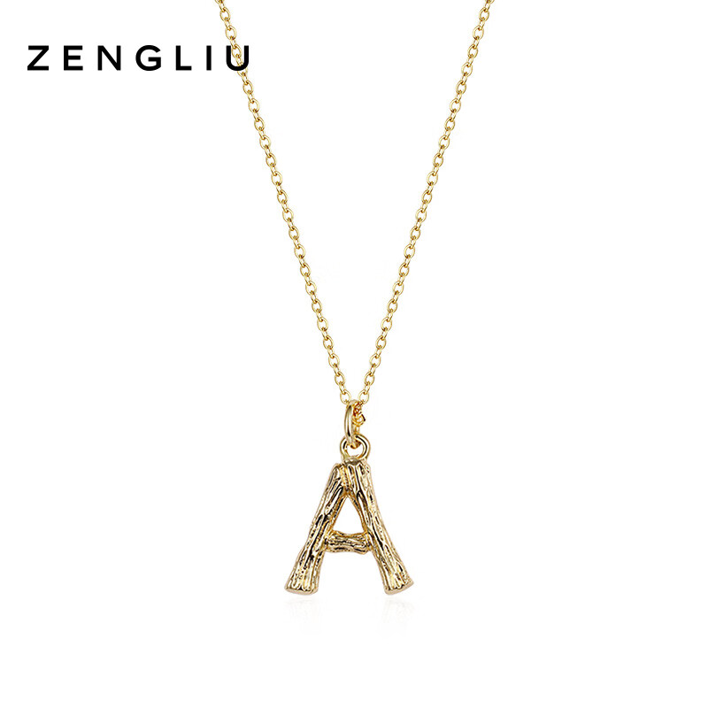 ZEGL新品金色字母項(xiàng)鏈女輕奢小眾鎖骨鏈h首字母吊墜飾品 字母A