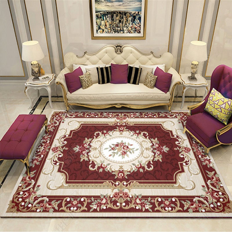 要抱抱欧式地毯 水晶超柔面料客厅地毯卧室茶几垫古典复古风格复合地毯 古典(赤) 140*200