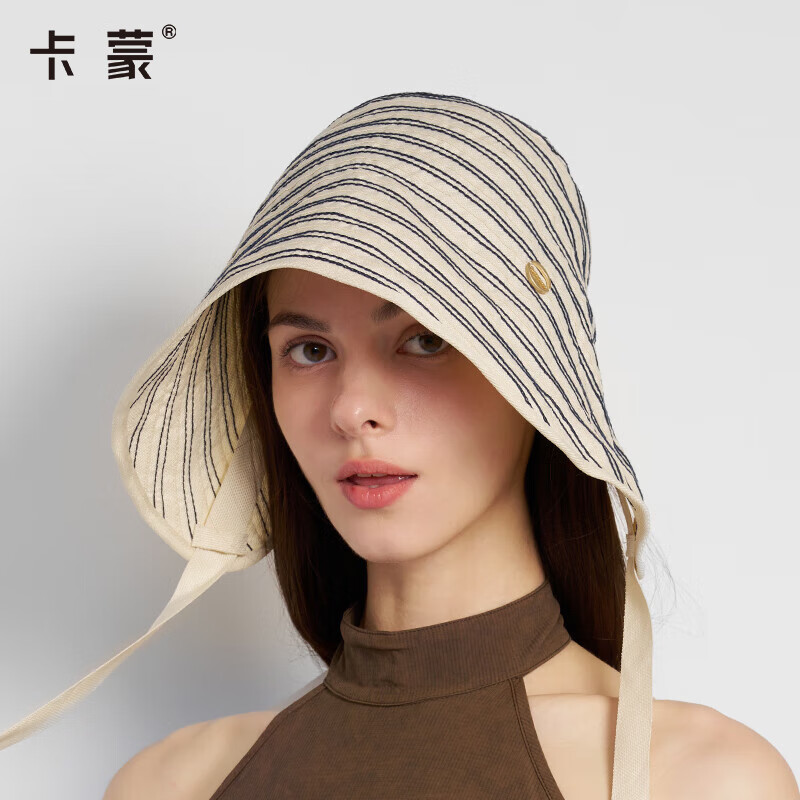 卡蒙(Kenmont)大檐防晒帽女夏季大头围全脸遮阳帽防紫外线轻量钟型帽显脸小6214 黑色 均码(55cm-60cm)