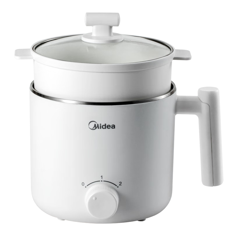 美的（Midea）电煮锅 宿舍小锅 小电锅 学生寝室一体泡面火锅多功能 不锈钢0涂层 电蒸锅 电热锅 XZE1614 配蒸笼