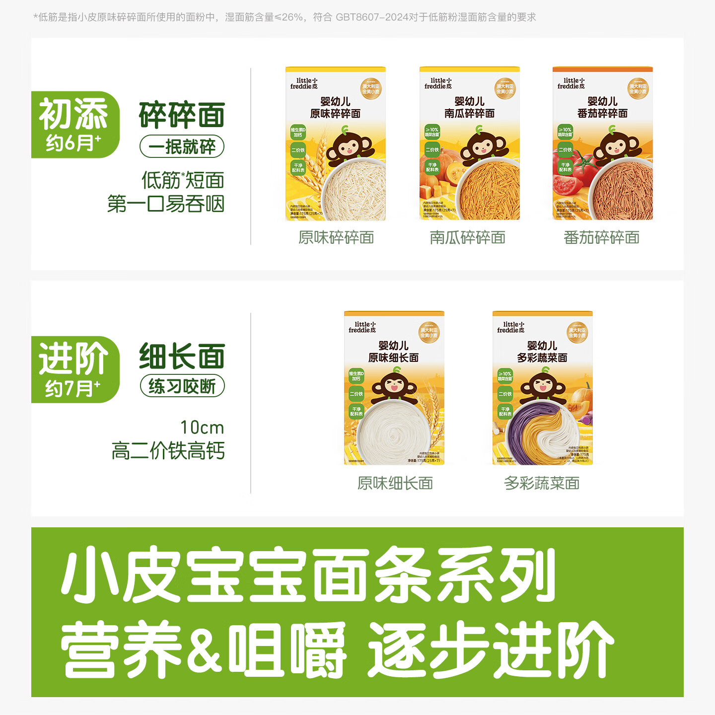 小皮原味细长面条 婴儿面条10月+ 宝宝辅食 儿童原味长直面条175g 【3盒】原味细长面*2+蔬菜面