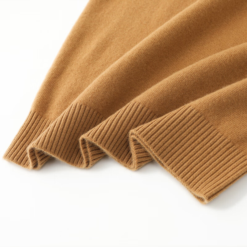 恒源祥圆领纯羊毛衫女秋冬基础打底毛衣纯色时尚套头百搭女装针织衫上衣 小麦色 M /165/88A