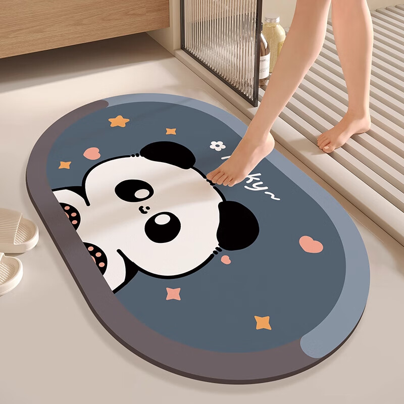 金玉铭川浴室地垫卫浴吸水垫子卫厕所生间门口脚垫家用入户门防滑垫可定制 GZN-嗨皮狗狗-椭圆 40X60cm【吸水速干防滑】