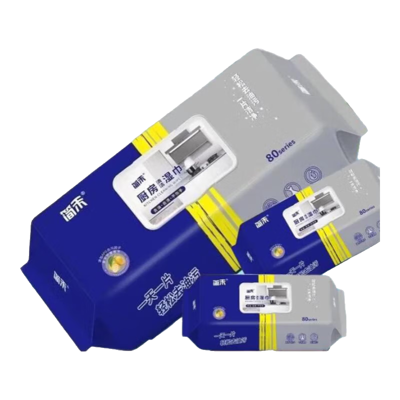 【万人复购】厨房湿巾简禾80抽抹布巨大包家庭装单包用1个月 强效去污80抽*2包装