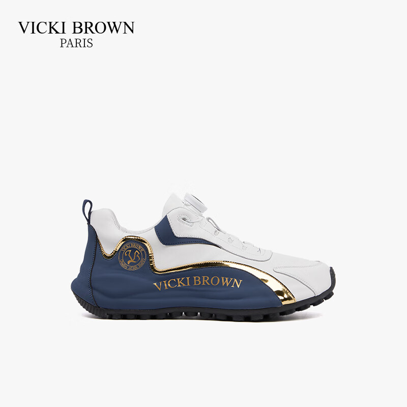 未毕（VICKI BROWN）法国品牌VB男鞋【法奢系列】撞色休闲鞋旋转扣皮鞋防滑厚底老爹鞋 白蓝 43 京东折扣/优惠券