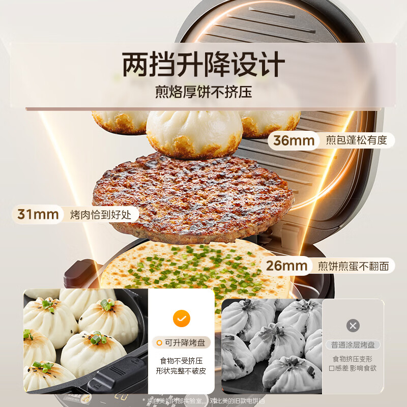 美的(Midea)电饼档 双面加热烙饼锅 早餐机 加大加深可拆三明治煎烤煎饼薄饼机0氟钛陶匀火烤盘 【钛陶瓷升级】MC-JKC3086