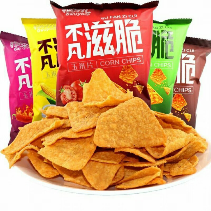 狗牙兒不凡滋脆玉米片88g網(wǎng)紅鍋巴多口味薯片辦公室休閑膨化零食 醬汁牛肉88g*5袋