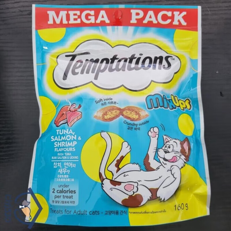 偉嘉（whiskas）港購  偉嘉貓零食貓潔齒餅干雞肉吞拿魚(yú)味夾心酥75160g 吞拿魚(yú)三文魚(yú)蝦160g 1包