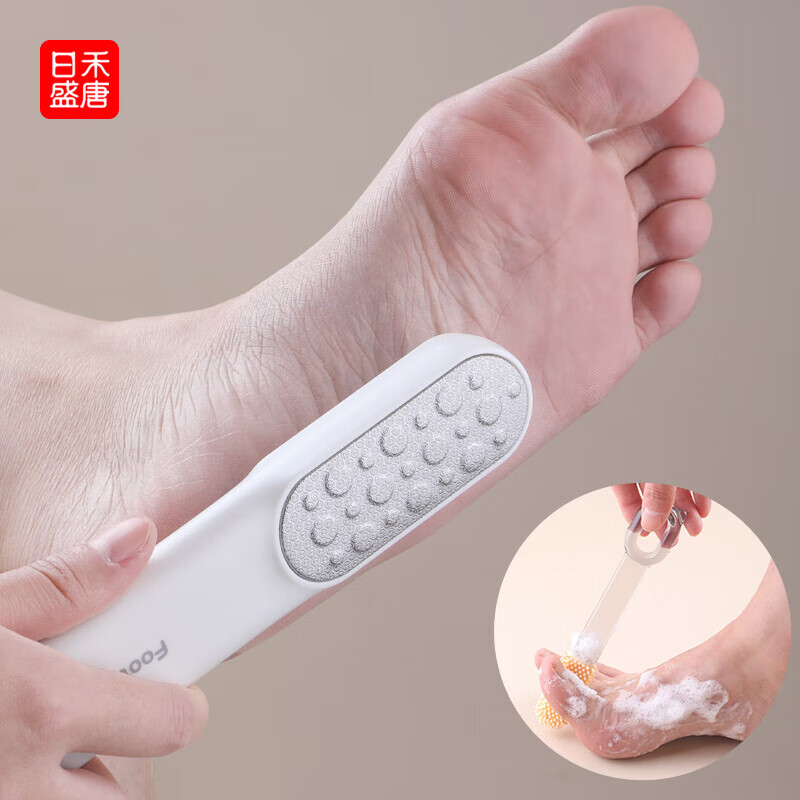 日禾盛唐磨脚器脚底老茧脚后跟去死皮磨脚石多功能���缝清洗刷洗脚搓脚板 【经典灰】搓脚刷