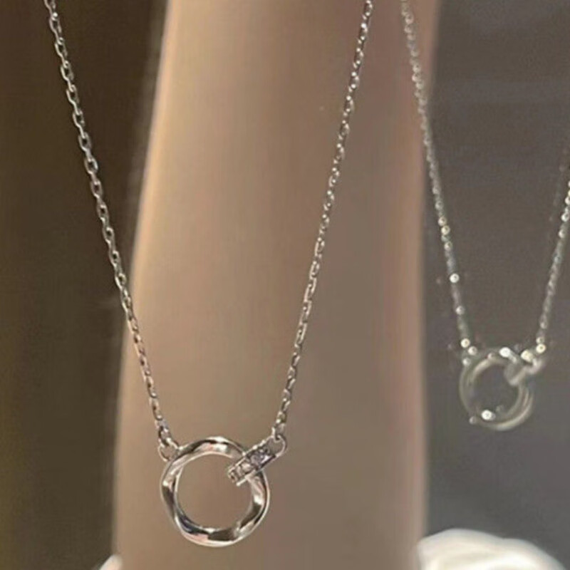 莫比乌斯环吊坠项链女小众设计感素圈镂空锁骨链精致气质百搭颈链 莫比乌斯双环项链