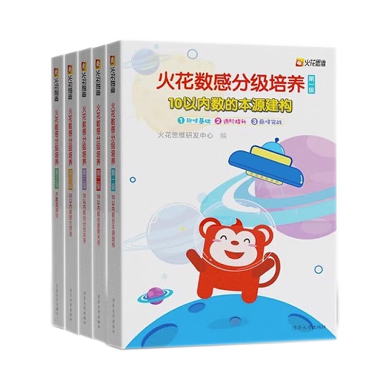 火花数感分级培养1-5级 全5册6-12岁儿童数学启蒙书籍 幼小衔接整合教材 一年级小学入学准备幼儿园数学加减法练习册 火花思维研发 数学