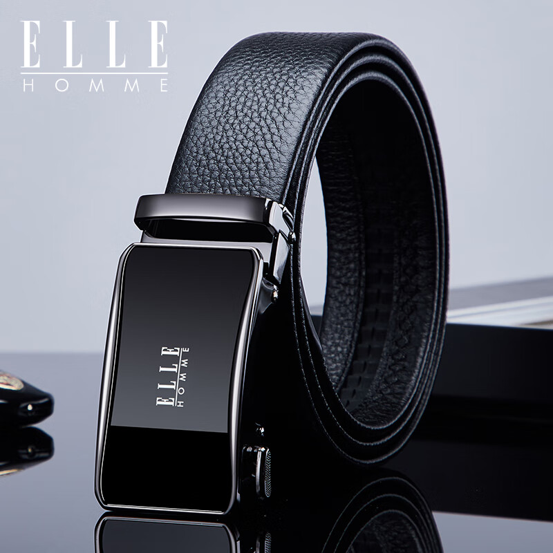 ELLE HOMME品牌皮带男真皮自动扣腰带头层牛皮高档裤带生日礼物送男友老公 【高档皮盒】902020/百搭枪色 110cm ~140加长随机(可修剪)