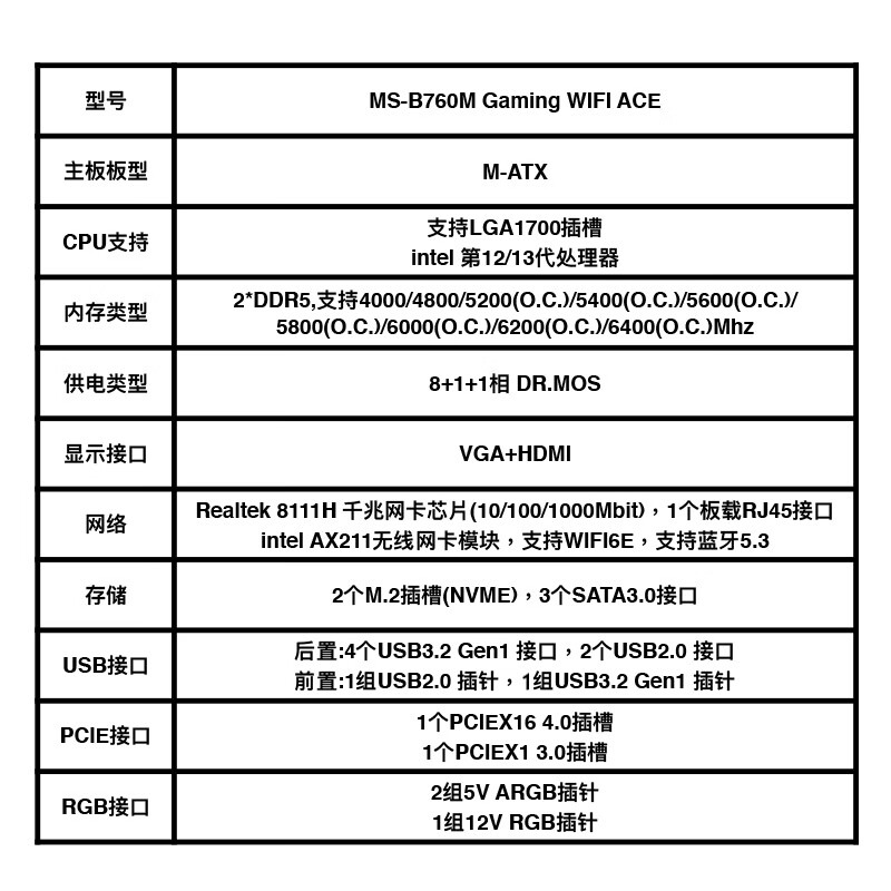 铭瑄 MS-B760M Gaming WIFI ACE 图 8