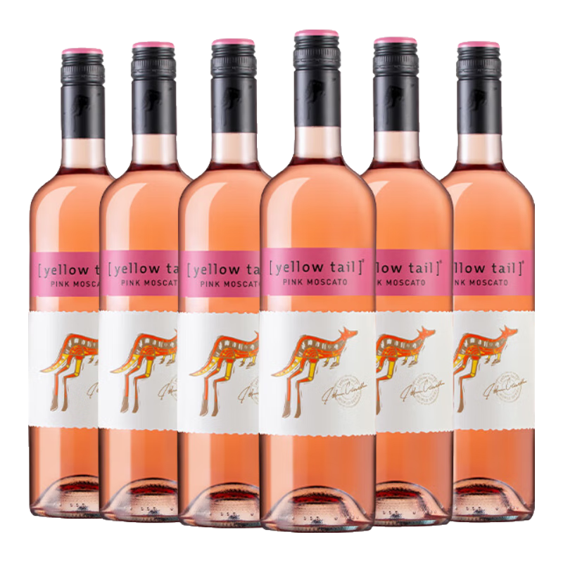 黃尾袋鼠（Yellow Tail）【官旗】世界系列西拉梅洛加本力霞多麗白葡萄酒 半干紅洋酒紅酒 世界慕斯卡桃紅*6