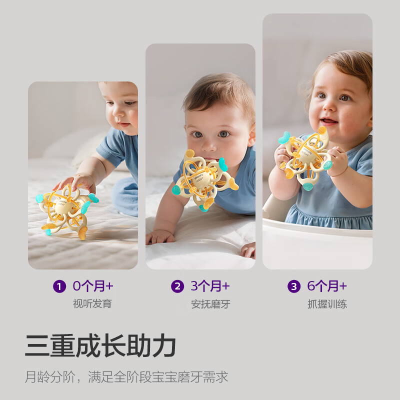 新安怡（AVENT）曼哈顿手抓球婴儿牙胶 食品级硅胶防吃手磨牙棒 新生儿咬咬玩具 食品级液态硅胶 曼哈顿球 1只装